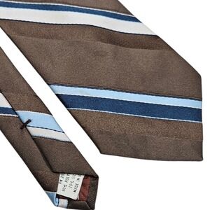 Dino Orsini Necktie Mens OS Brown Blue Striped Silk Blend Vintage Tie Grandpa